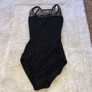 Black open back rhinestone leotard